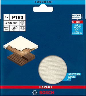 5-delni komplet brusnih mrež EXPERT M480 za ekscentrične brusilnike, 125 mm, G 180