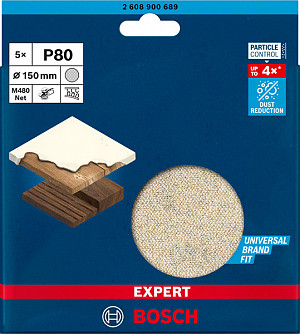 5-delni komplet brusnih mrež EXPERT M480  za ekscentrične brusilnike, 150 mm, G 80