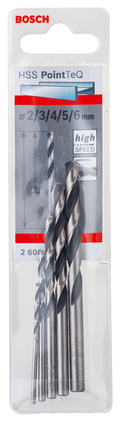 5-delni komplet spiralnih svedrov HSS PointTeQ, 2–6 mm
