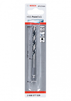 6,5-mm šestrobi sveder HSS PointTeQ