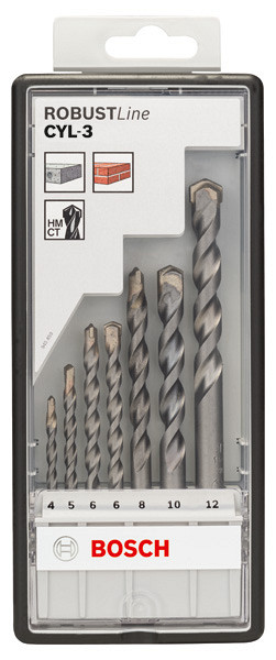 7-delni komplet svedrov za beton Robust Line CYL-3, 4–12 mm