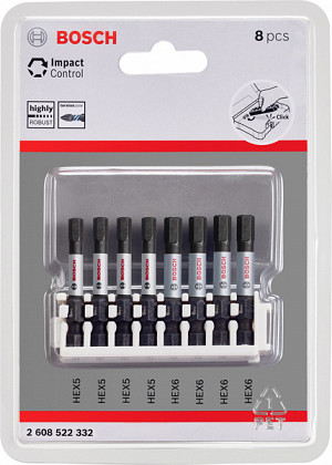 8-delni komplet vijačnih nastavkov Impact Control, 4 x H5, 4 x H6