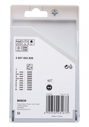 9-delni komplet šestrobih svedrov HSS PointTeQ, 2–8 mm