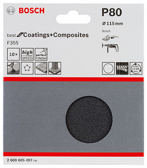 Brusna plošča PRO F355, 115 mm, G80, 10 kosov