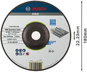 Brusna plošča PRO Stainless Steel, 180 x 6 x 22,23 mm