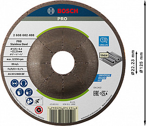 Brusna plošča PRO Stainless Steel, 125 x 6 x 22,23 mm