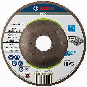 Brusna plošča PRO Stainless Steel, 125 x 6 x 22,23 mm