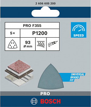 Brusni list PRO F355, 93 mm, G1200, 5 kosov