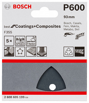 Brusni list PRO F355, 93 mm, G600, 5 kosov