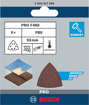 Brusni list PRO F460, 93 x 93 mm, G80, 5 kosov