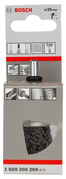 Čopičasta ščetka PRO Metal clean, ravno vpenjalno steblo, 25 x 0,3 mm