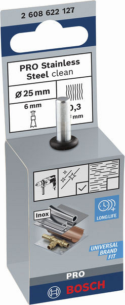 Čopičasta ščetka PRO Stainless Steel clean, ravno vpenjalno steblo, 25 x 0,3 mm