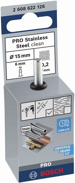 Čopičasta ščetka PRO Stainless Steel clean, ravno vpenjalno steblo, 15 x 0,2 mm