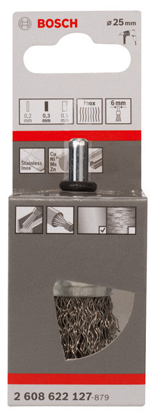 Čopičasta ščetka PRO Stainless Steel clean, ravno vpenjalno steblo, 25 x 0,3 mm