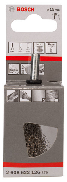 Čopičasta ščetka PRO Stainless Steel clean, ravno vpenjalno steblo, 15 x 0,2 mm
