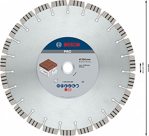 Diamantna plošča PRO Abrasive, 350 x 20/25,4 mm