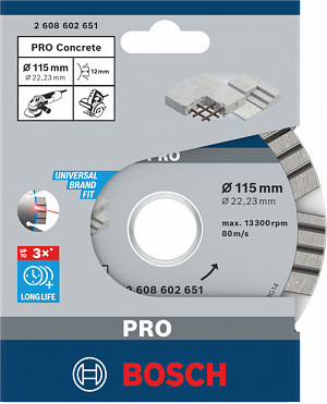 Diamantna plošča PRO Concrete, 115 x 22,23 mm