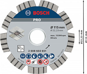 Diamantna plošča PRO Concrete, 115 x 22,23 mm