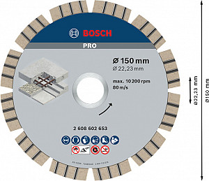 Diamantna plošča PRO Concrete, 150 x 22,23 mm