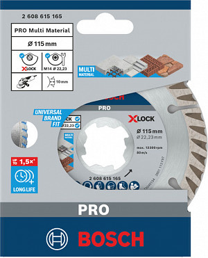 Diamantna plošča PRO Multi Material X-Lock, 115 x 22,23 mm, 22,23 mm