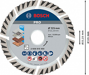 Diamantna plošča PRO Multi Material, 125 x 22,23 mm