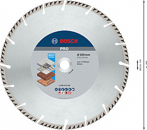 Diamantna plošča PRO Multi Material, 300 x 22,23 mm