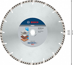 Diamantna plošča PRO Multi Material, 350 x 25,4 mm