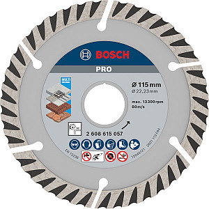 Diamantna plošča PRO Multi Material, 115 x 22,23 mm