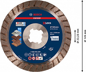 Diamantna rezalna plošča EXPERT MultiMaterial X-LOCK 125 x 22,23 x 2,4 x 12 mm