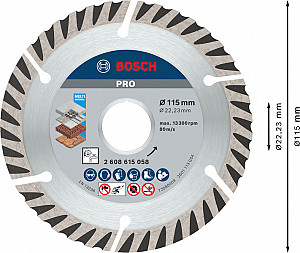 Diamantna rezalna plošča PRO Multi Material, 115 x 22,23 mm, 10 kosov