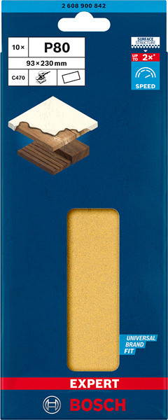 EXPERT C470 brusni papir brez lukenj za ekscentrične brusilnike, 93 x 230 mm, G 80 10 kosov