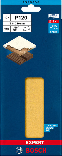 EXPERT C470 brusni papir brez lukenj za ekscentrične brusilnike, 93 x 230 mm, G 120 10 kosov