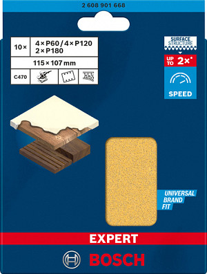 EXPERT C470 komplet brusnih papirjev 115 x 107 mm, G 60/120/180, 10 kosov