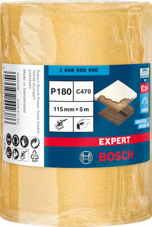 EXPERT C470 zvitek brusnega papirja za ročno brušenje, 115 mm, 5 m, G 180