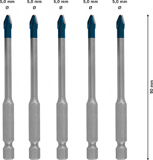 EXPERT HEX-9 HardCeramic komplet svedrov za strešnike, 5 mm, 5 kosov