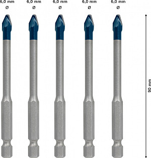 EXPERT HEX-9 HardCeramic komplet svedrov za strešnike, 6 mm, 5 kosov
