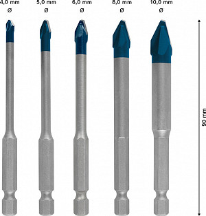 EXPERT HEX-9 HardCeramic komplet svedrov, 4/5/6/8/10 mm, 5 kosov