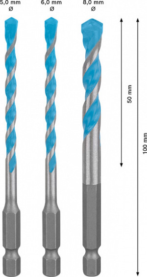 EXPERT HEX-9 MultiConstruction komplet svedrov, 5/6/8 mm, 3 kosi