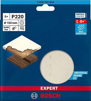 EXPERT M480 brusna mreža za ekscentrične brusilnike, 150 mm, G 220, 5 kosov