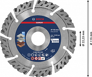 EXPERT MultiMaterial diamantna rezalna plošča, 115 x 22,23 x 2,2 x 12 mm