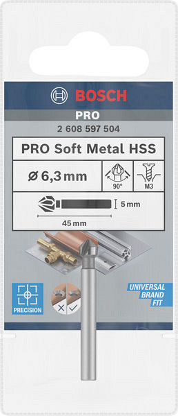 Grezilo PRO Soft Metal HSS, 6,3 x 45 mm, M3