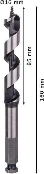 Kačasti sveder PRO Wood, 16 x 95 x 160 mm