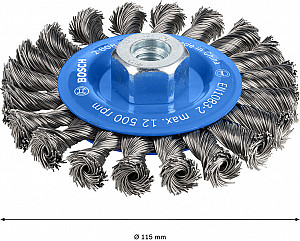 Kolutna ščetka PRO Metal heavy, 115 x 0,5 mm, navoj