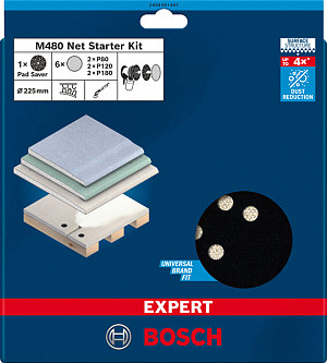 Komplet brusnih mrež EXPERT M480, 225 mm, G 80/120/180/zaščita za krožnike, 7 kosov