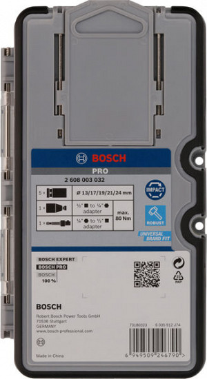 Komplet nastavkov PRO Impact z adapterjem, 1/2 palca, standardni, 7-delni