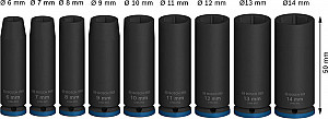 Komplet PRO Impact Socket Set, 1/4 palca, globok, 9-delni
