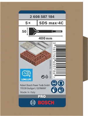Komplet širokih dlet PRO SDS max-4C, 50 x 400 mm, 5-delni