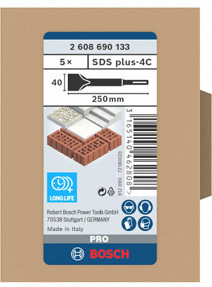 Komplet širokih dlet PRO SDS plus-4C, 40 x 250 mm, 5-delni