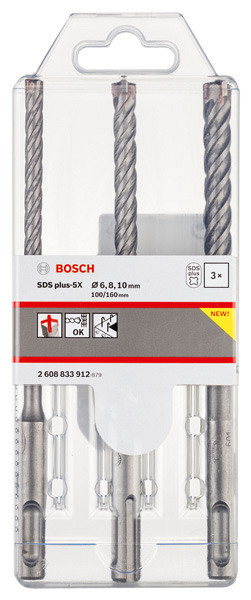 Komplet udarnih svedrov PRO SDS plus-5X, 6/8/10 mm, 3 kosi