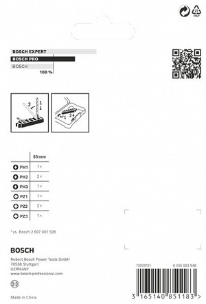 Komplet vijačnih nastavkov PRO Impact, PH1, PH2 (x 2), PH3, PZ1, PZ2 (x 2), PZ3, 55 mm, 8 kosov